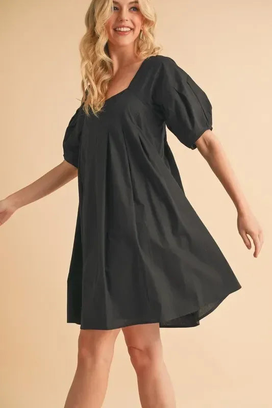 Aemi + Co Square Neck Babydoll Dress with Pockets - DAVERRI FASHIONS