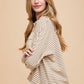 Annie Wear Striped Button Detail Long Sleeve Polo Top Tops