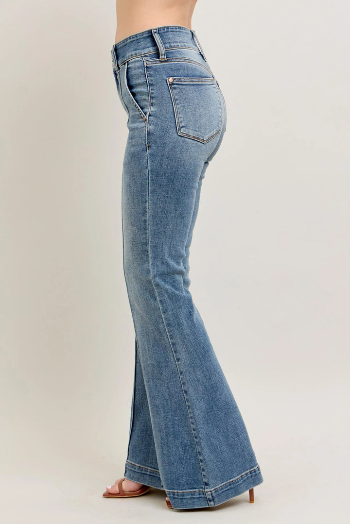 Judy Blue Full Size High-Waist Flare Denim Jeans with Front Seam Detail Plus Size Jeans