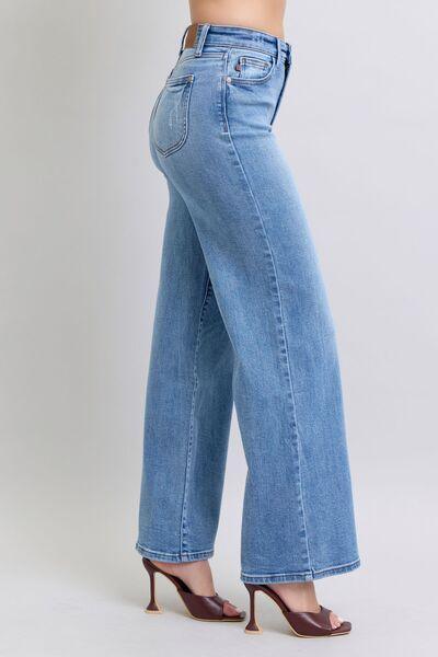 Judy Blue Full Size Wide Leg Jeans with Pockets - DAVERRI FASHIONS