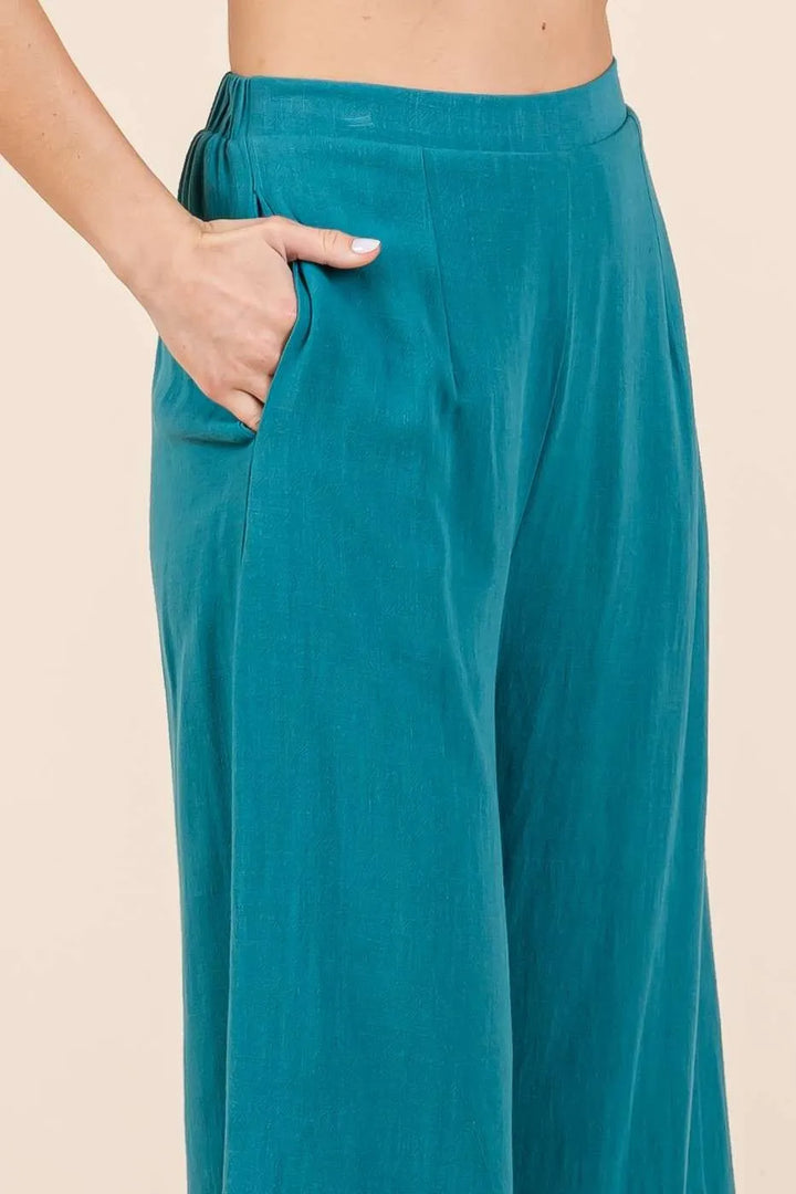 Mittoshop Linen Ruffle Tank Top and Pants Set Outfit Sets