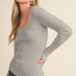 Aemi + Co Lettuce Hem Scoop Neck Long Sleeve Knit Top - DAVERRI FASHIONS