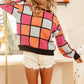 BiBi Multi Color Checker Pattern Sweater - DAVERRI FASHIONS