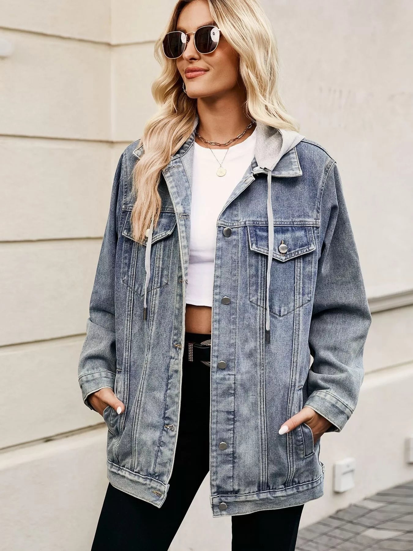 Button Up Long Sleeve Denim Jacket | Denim Jackets Daverri Fashions