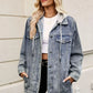 Button Up Long Sleeve Denim Jacket - DAVERRI FASHIONS