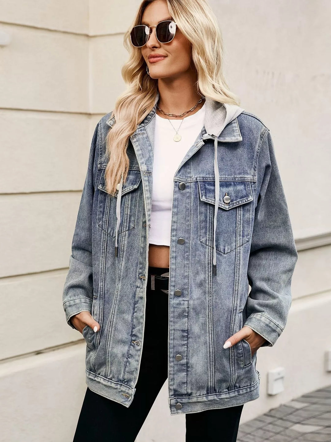 Button Up Long Sleeve Denim Jacket | Denim Jackets Daverri Fashions