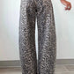 Daverri Leopard Print High Waist Barrel Jeans in muted gray and black