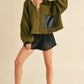 Aemi + Co Collared Neck Zip Up Sherpa Jacket Jackets