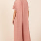 Mittoshop Button Detail Short Sleeve Wide Leg Jumpsuit