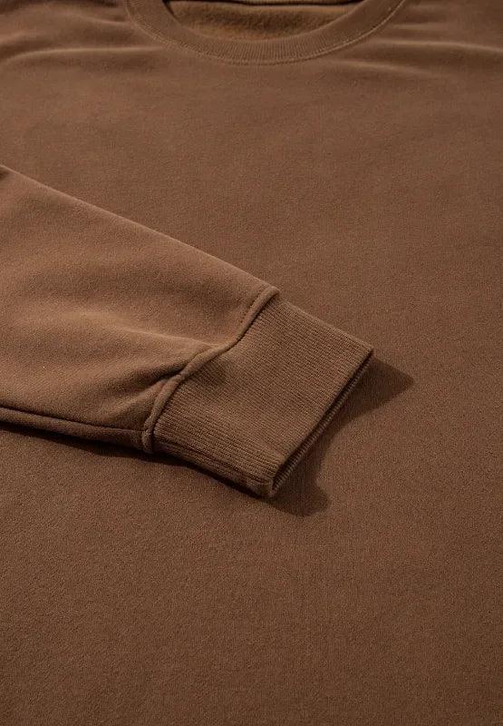 Side Slit Round Neck Long Sleeve Top and Pants Set - DAVERRI FASHIONS