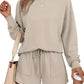 Round Neck Long Sleeve Top and Shorts Set - DAVERRI FASHIONS