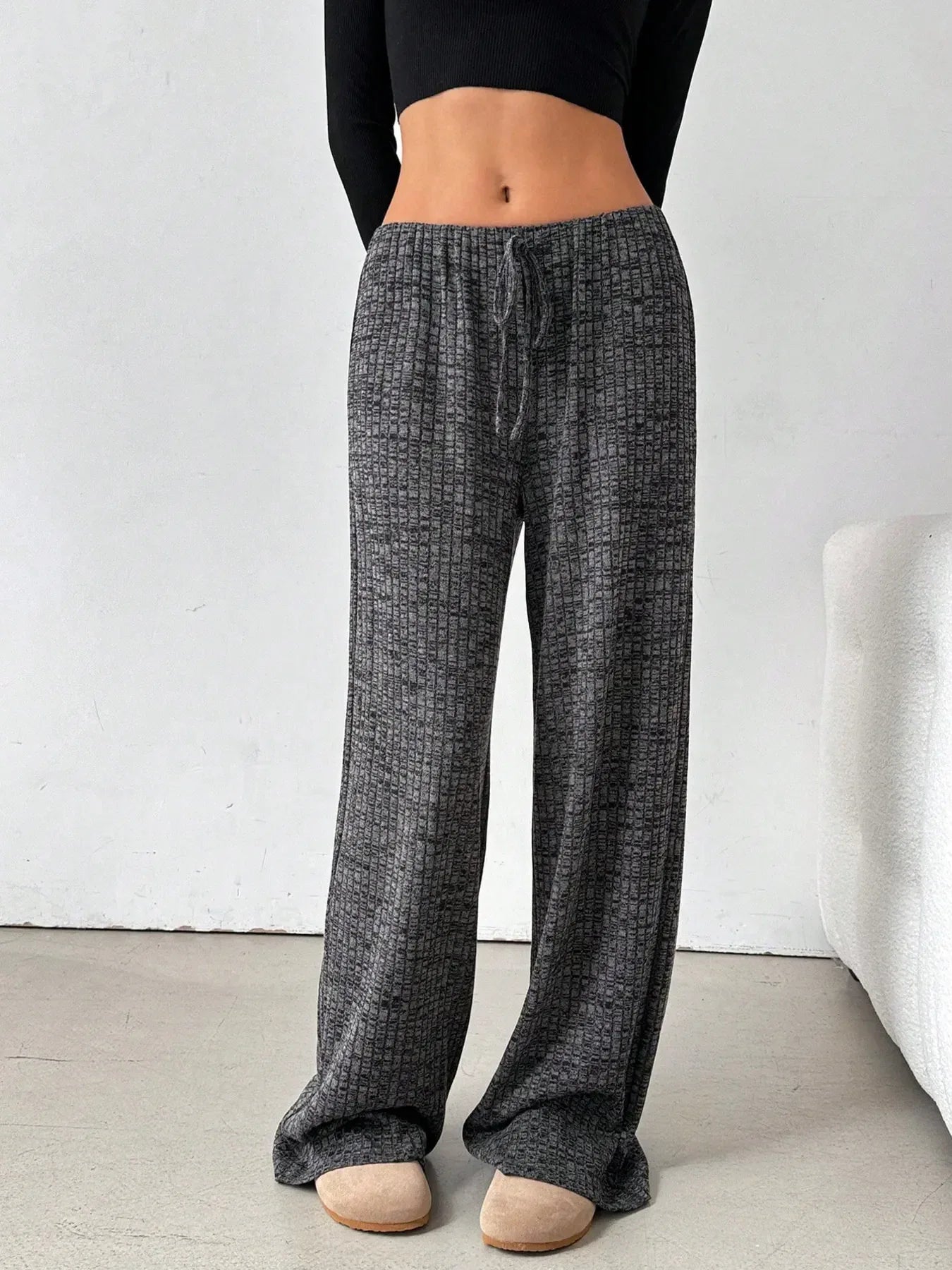 Striped Wide Leg Drawstring Pants - DAVERRI FASHIONS
