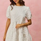 White textured lace SO ME floral jacquard diagonal tiered short mini dress