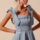SO ME A Line Fit and Flare Diamond Bow Ribbon Denim Dres Mini Dresses