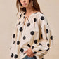 BiBi Polka Dot Exaggerated Balloon Sleeves Blouse - DAVERRI FASHIONS