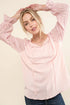 And The Why Leaves Shape Textured Sleeve Blouse PINK Blouses