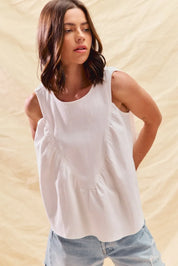 SO ME Game Day Color Denim Ruched Sleeveless Top | Tops Daverri Fashions