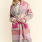 Davi & Dani Tied Color Block Collared Neck Coat Outerwear