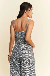 Davi & Dani Leopard Spaghetti Straps Wide Leg Jumpsuit | Jumpsuits Daverri Fashions