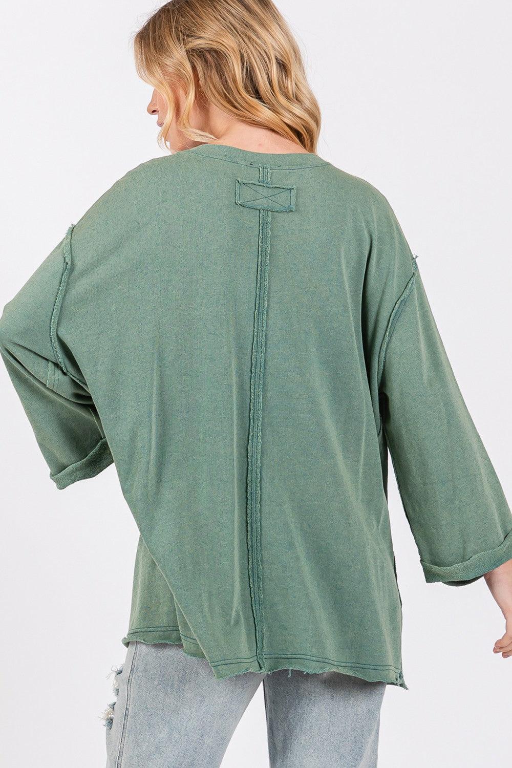 SAGE + FIG Plus Size American Flag Patch Drop Shoulder T-Shirt T-Shirts
