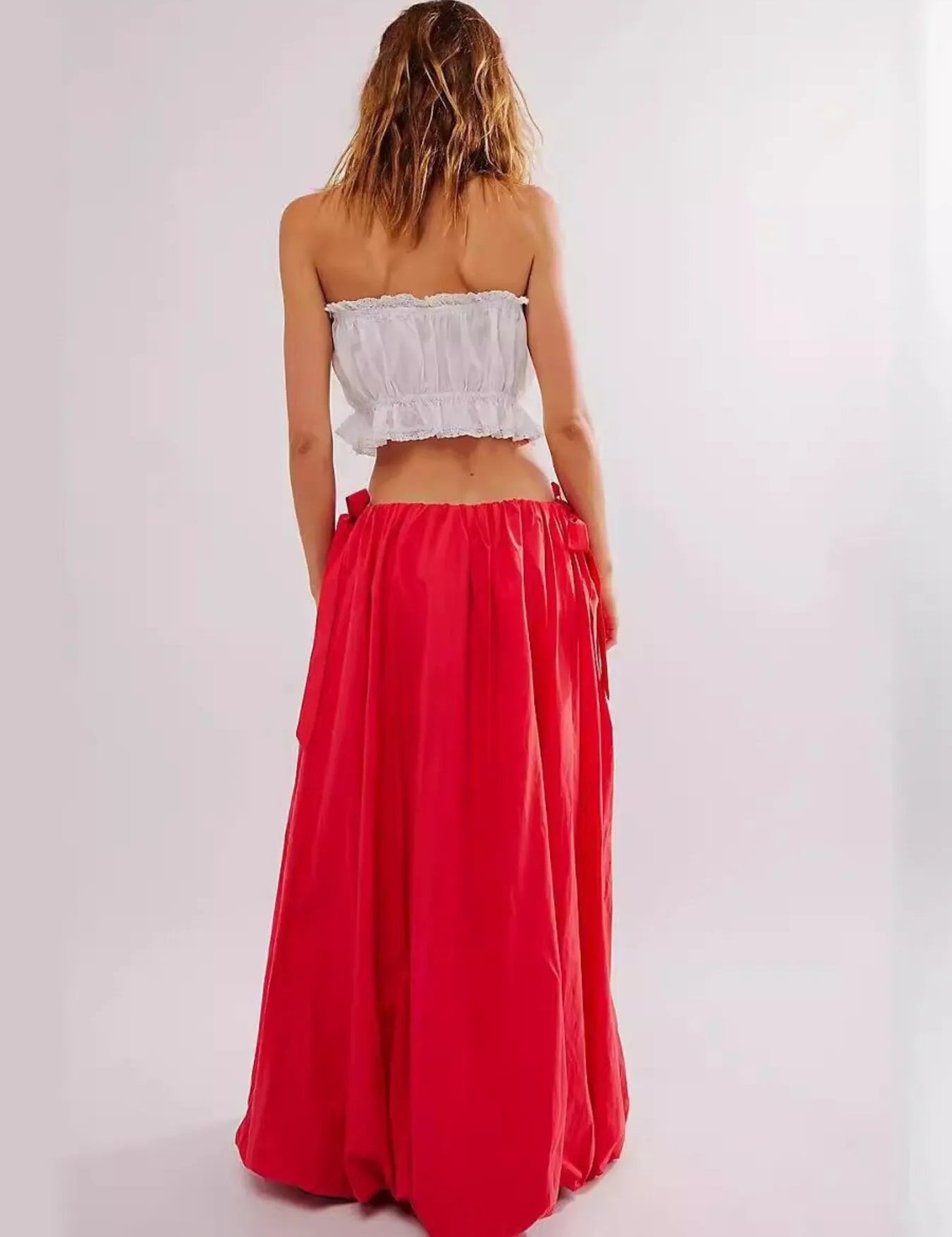 Side Bow Maxi Skirt with Pockets | Maxi Skirts Daverri Fashions