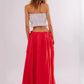 Side Bow Maxi Skirt with Pockets - DAVERRI FASHIONS