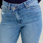 Judy Blue High Waist Bf Criss-cross Mild Destroy Jeans with Single Cuff - DAVERRI FASHIONS