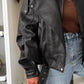 Faux Leather Zip Up Moto Jacket - DAVERRI FASHIONS