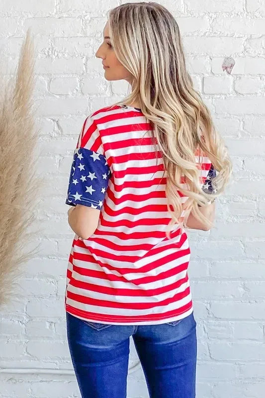 And The Why American Flag Short Sleeve Top - DAVERRI FASHIONS
