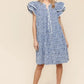 Haptics Double Ruffle Sleeve Dress with Side Pockets Navy Knee Length Dresses