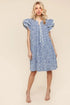 Haptics Double Ruffle Sleeve Dress with Side Pockets Navy Knee Length Dresses