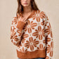 BiBi Flower Pattern Long Sleeve Sweater - DAVERRI FASHIONS