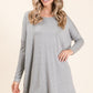 BOMBOM Round Neck Long Sleeve Oversized Top Heather Gray