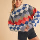 Aemi + Co Diamond Mock Neck Raglan Sleeve Sweater Sweaters