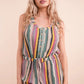 VERY J Crochet Multi Color Striped Casual Summer Romper Rompers