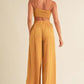 MABLE Smocked Bralette Crop Top and Wide Leg Pants Set Outfit Sets