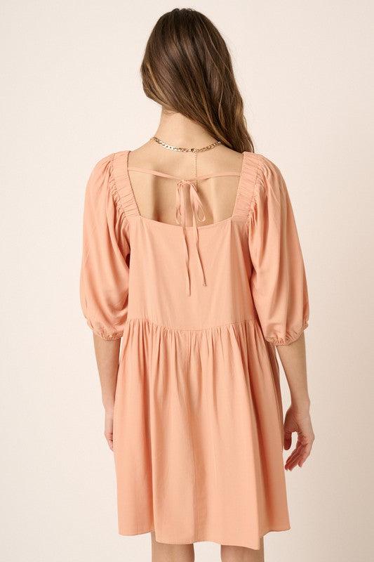 Mittoshop Pintuck Detail Tie Back Mini Dress | Mini Dresses Daverri Fashions