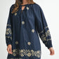 MABLE Embroidered Long Sleeve Peasant Mini Dress Mini Dresses