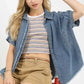 Umgee Washed Denim Oversized Top - DAVERRI FASHIONS