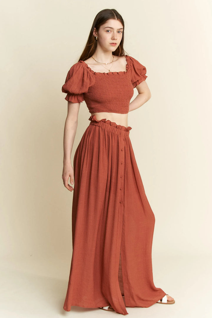 Jade By Jane 2 Piece Crop Top and Skirt Set Skirt Sets