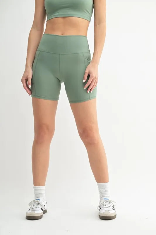MONO B Venice Cloud Light Sculpt Biker Shorts MOSS