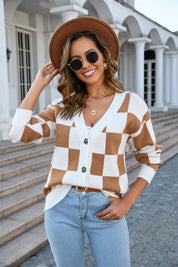 Angel Wings Button-Up V-Neck Dropped Shoulder Cardigan | Cardigans Daverri Fashions