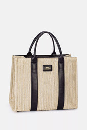 Black One Size David Jones Square Woven Tote Handbag | Tote Bags Daverri Fashions