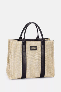 David Jones Square Woven Tote Handbag - DAVERRI FASHIONS