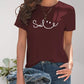 SMILE Round Neck Short Sleeve T-Shirt - DAVERRI FASHIONS