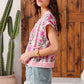 SO ME Button Front Floral and Stripe Knitted Sweater Vest