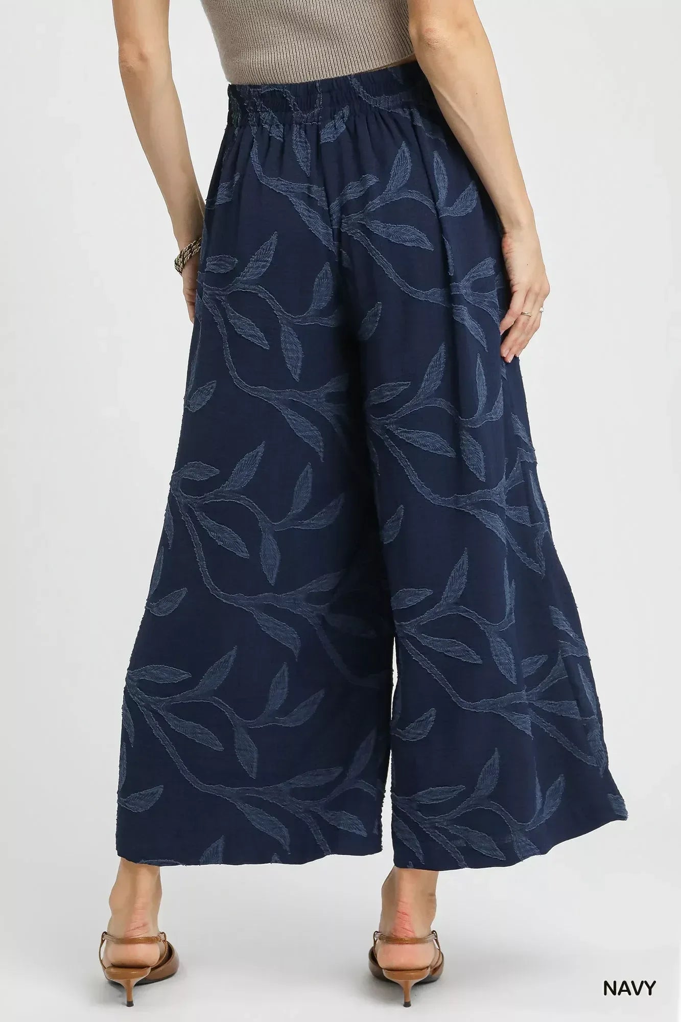 Umgee Jacquard Wide-Leg Pants - DAVERRI FASHIONS