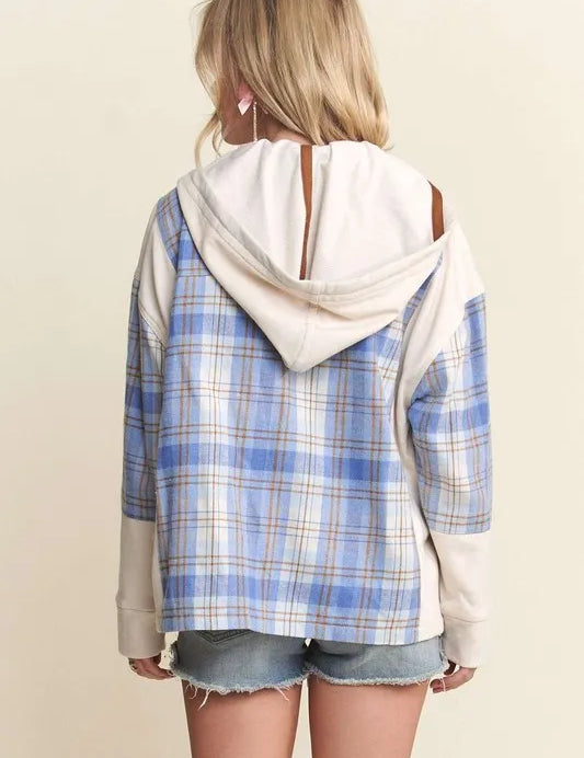 ADORA Button Down Plaid Hoodie Shacket | Shackets Daverri Fashions