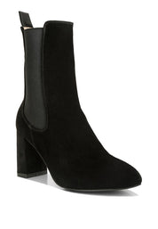 BLACK Gaven Suede High Ankle Chelsea Boots | Boots Daverri Fashions