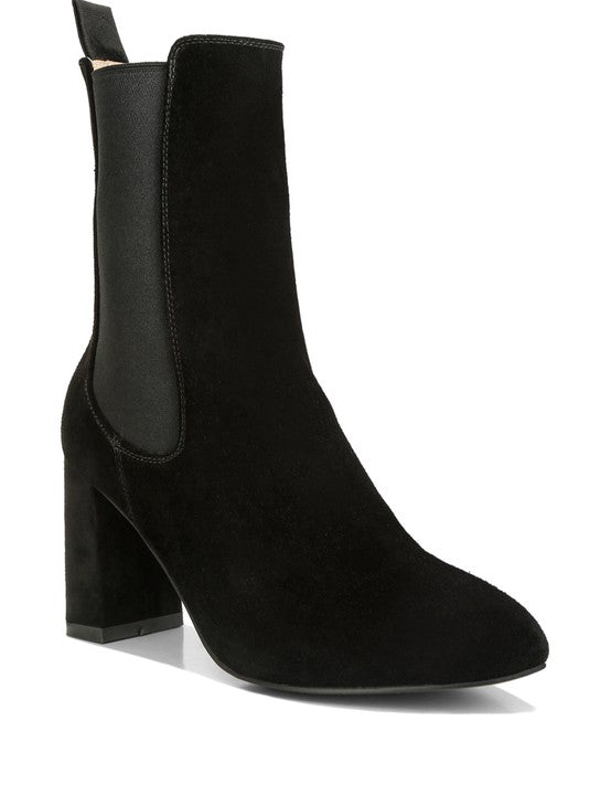 BLACK Gaven Suede High Ankle Chelsea Boots | Boots Daverri Fashions